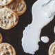 spilled milk among chocolate chip cookies